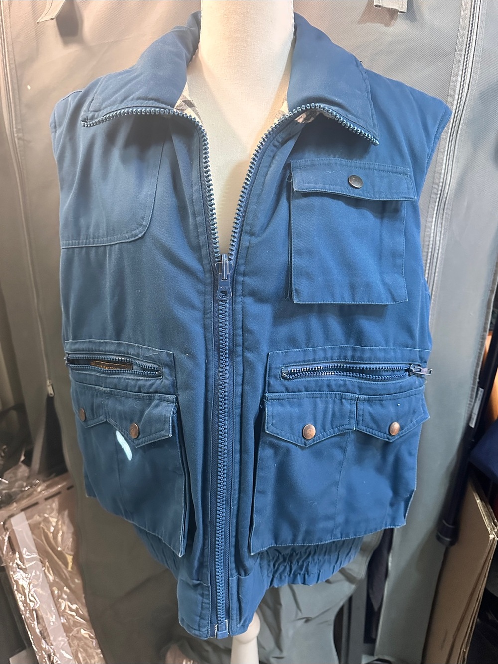 Men's Vintage Teal Utility Vest Jacket - Casual Outdoor Layer